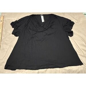 Bloom Chic Cowl Neck Top Black  Size 6X  NWT